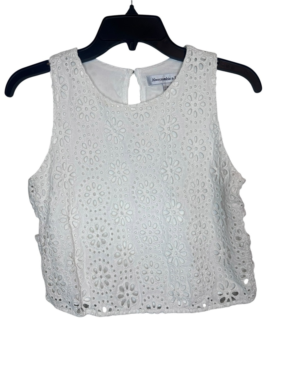 Abercrombie & Fitch White Eyelet Sleeveless Crop Top